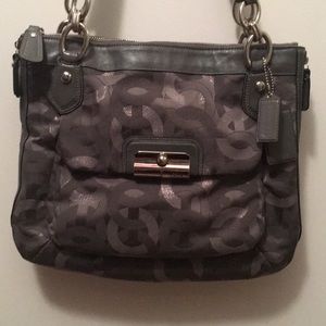 Gray and Silver Modern C Coach Bag